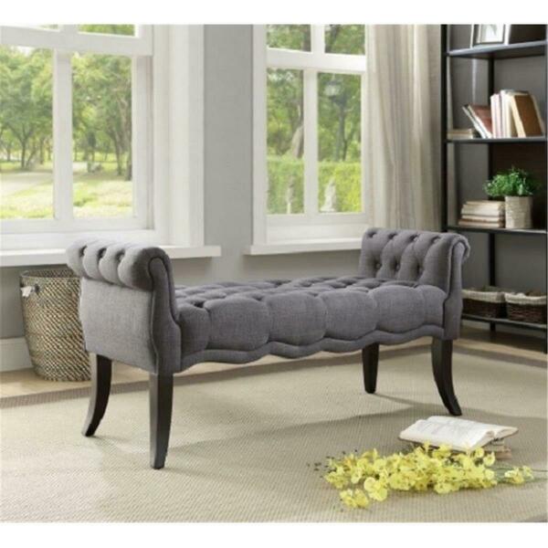 Linon Home Decor Products Madison Charcoal Roll Arm Bench BH059CHAR1U